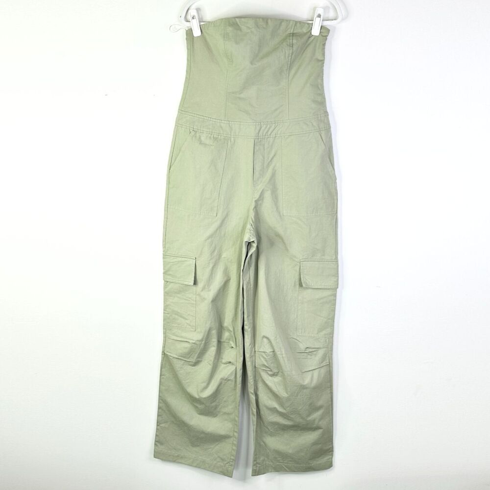 UrbanDaizy Jumpsuit Women L Khaki Cargo Strapless Romper Festival Streetwear NWT